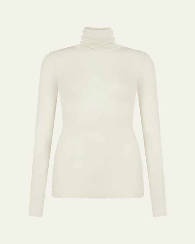 Sheer Wool Turtleneck Top